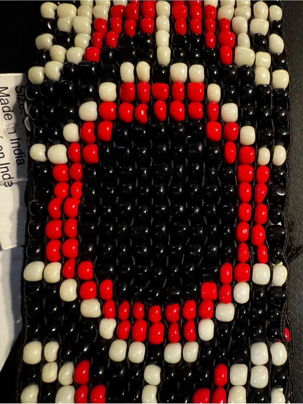 Anthropologie Black, Red & White Beaded Waist Belt